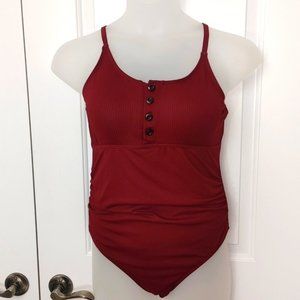Burgandy swim suit Size large one piece